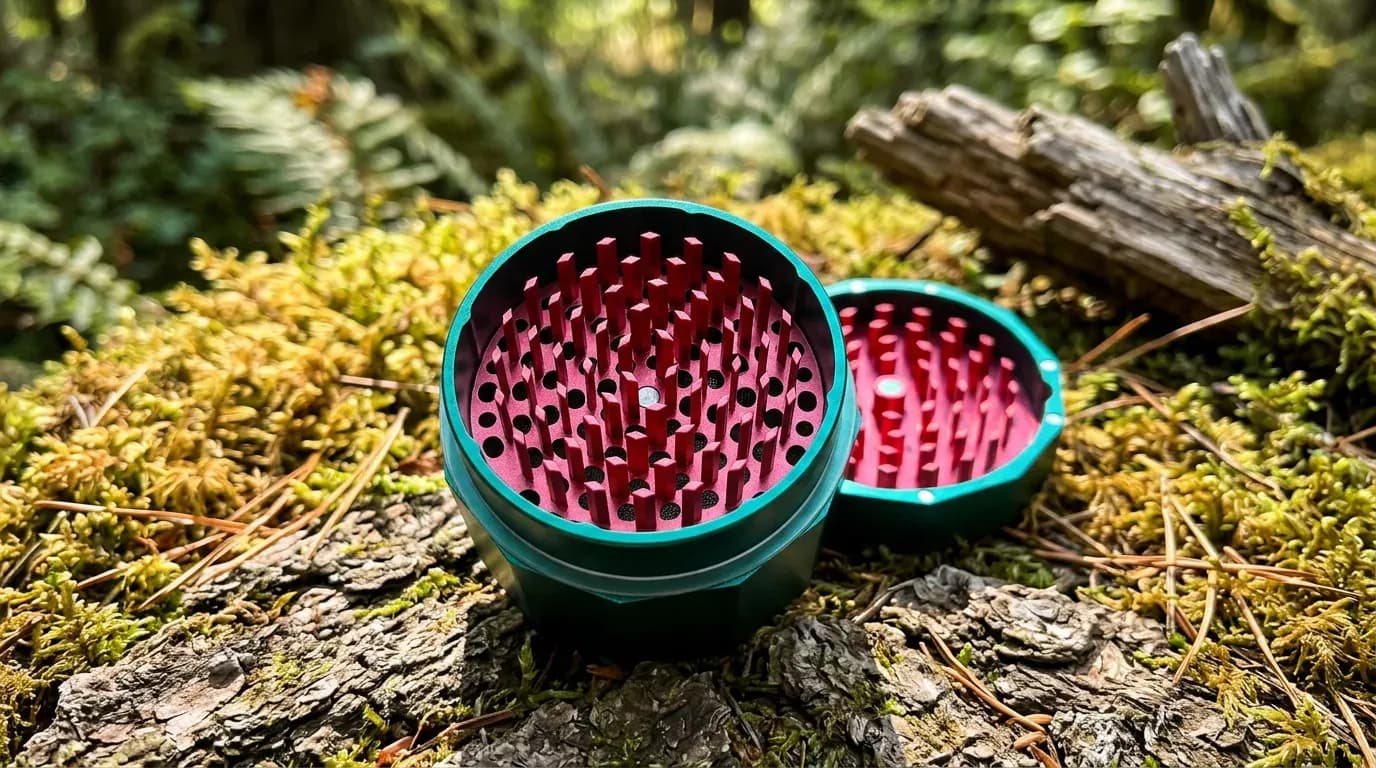 Detailaufnahme Grinder-Zahnwerk — präzise Diamant-Zähne eines Hammercraft x RAW Pollinators im Querschnitt