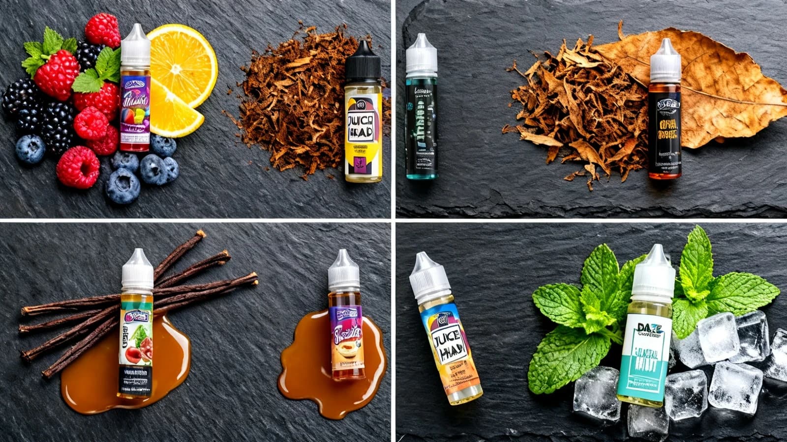 E-Liquid Geschmackswelten Frucht Tabak Dessert Menthol Cooling Aroma-Profile