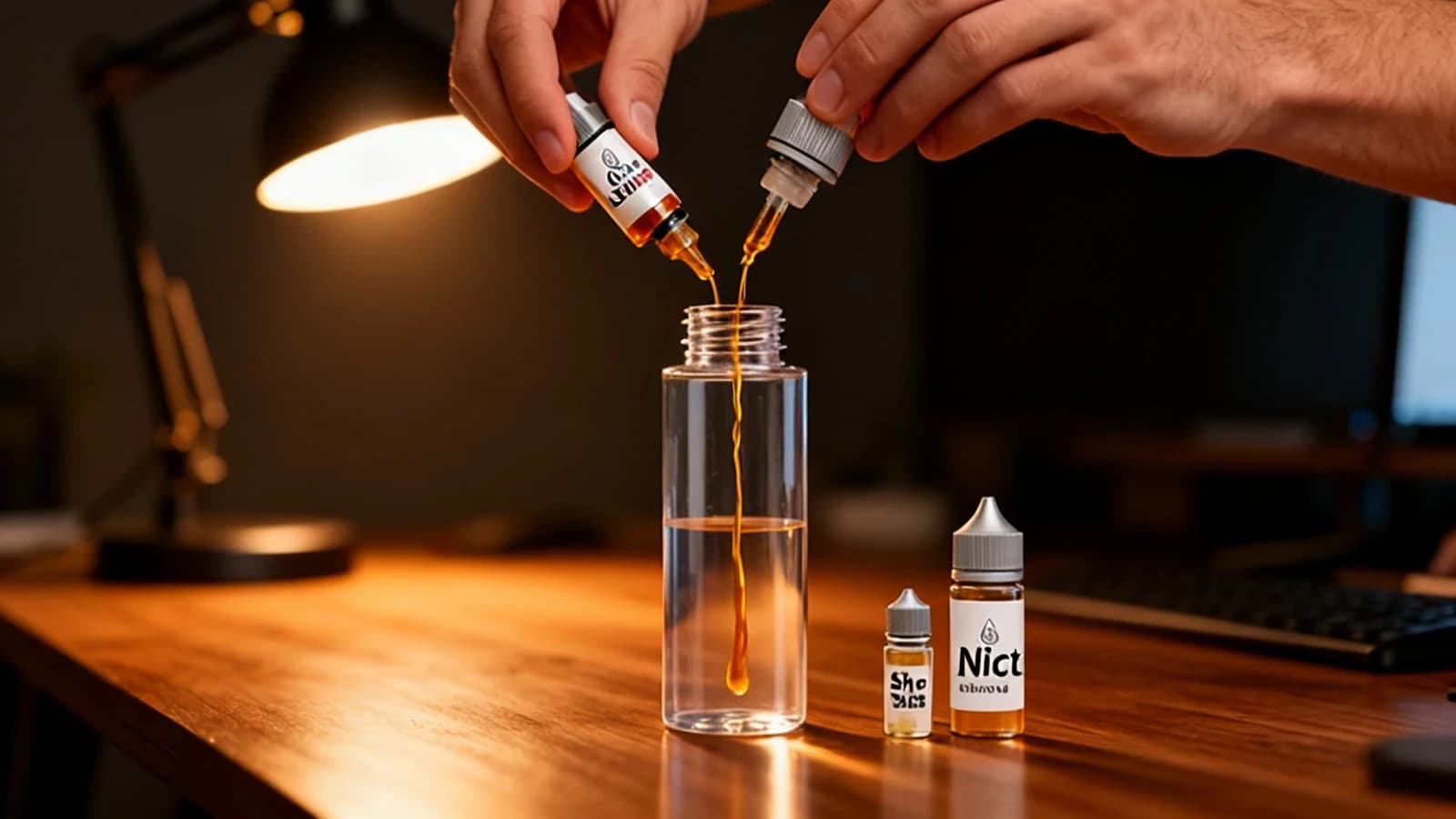 Longfill mischen Action Aroma in Basis-Flasche giessen Schritt-für-Schritt-Anleitung